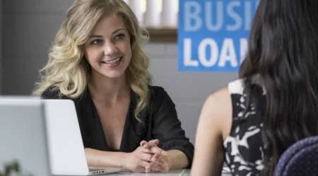 Businesswoman getting a loan
