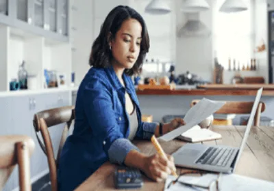 woman looking at documents