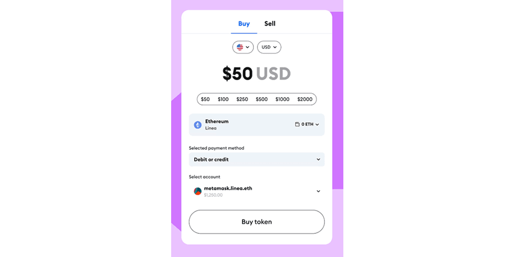 MetaMask Wallet markets interface